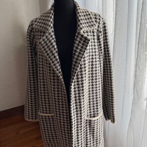 Stylish Houndstooth Long Coat